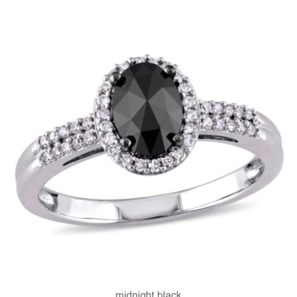 Black diamond 1 ct tw. 14k white gold ring Size 8